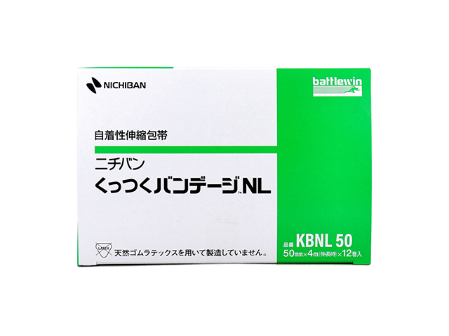 テーピングテープ ニチバン バトルウィン 自着性伸縮包帯 くっつくバンデージNL KBNL50 50mmX4m 12巻入り