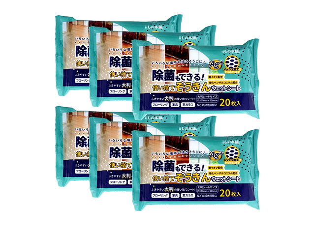 除菌ウェットシート iiもの本舗 除菌もできる！ 使い捨てぞうきん 大判サイズ 20枚 6個入り X4パック