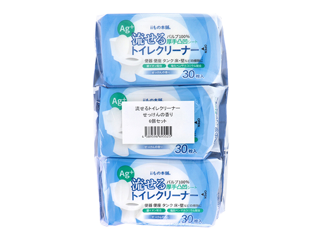 流せるトイレクリーナー iiもの本舗 パルプ せっけんの香り 30枚 6個入り X5パック