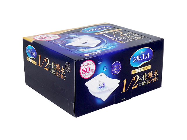 化粧用コットン ユニ・チャーム シルコット うるうるコットン 大判サイズ 160シート 80枚入り X8箱