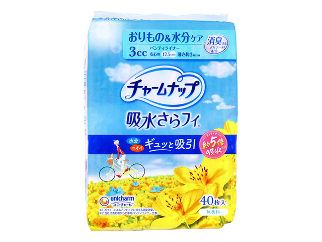 尿漏れパッド ユニ・チャーム チャームナップ 吸水さらフィ 吸収量3cc おりもの＆水分ケア パンティライナーサイズ 17.5cm 無香料 40枚入り X6パック