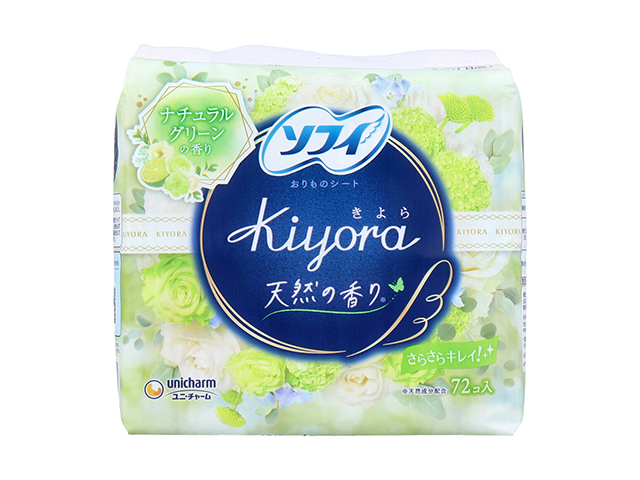 おりもの専用シート ユニ・チャーム ソフィ Kiyora きよら 14cm ナチュラルグリーンの香り 72個入り X5パック