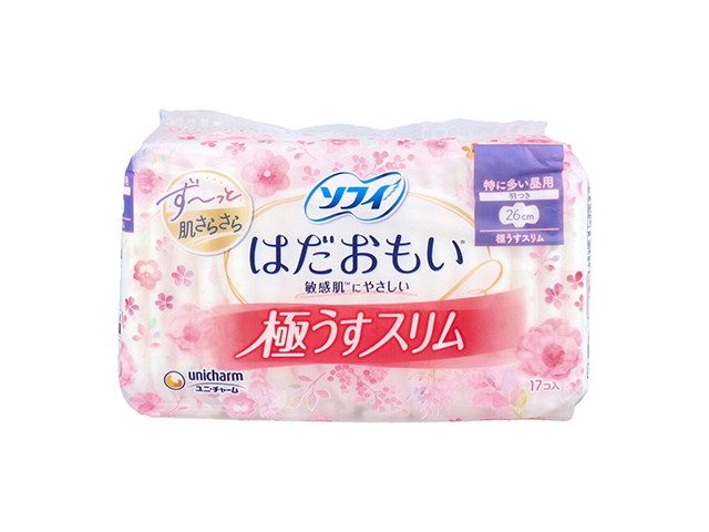 生理用ナプキン ユニ・チャーム ソフィ はだおもい 極うすスリム 特に多い昼用 羽つき 26cm 17個入り X5パック