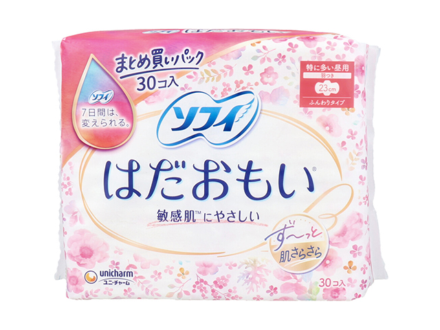 生理用ナプキン ユニ・チャーム ソフィ はだおもい ふんわりタイプ 特に多い昼用 羽つき 23cm 30個入り X6パック