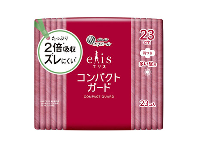 生理用ナプキン 大王製紙 エリエール エリス コンパクトガード 多い昼用 羽つき 23cm 23個入り X6パック