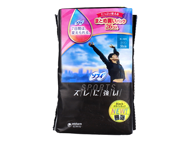 生理用ナプキン ユニ・チャーム ソフィ SPORTS 多い夜用 羽つき 30cm 26個入り X5パック