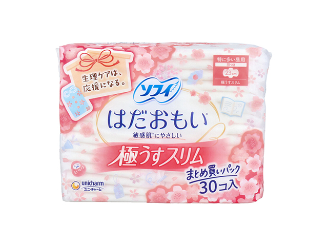 生理用ナプキン ユニ・チャーム ソフィ はだおもい 極うすスリム 特に多い昼用 羽つき 23cm 30個入り X5パック