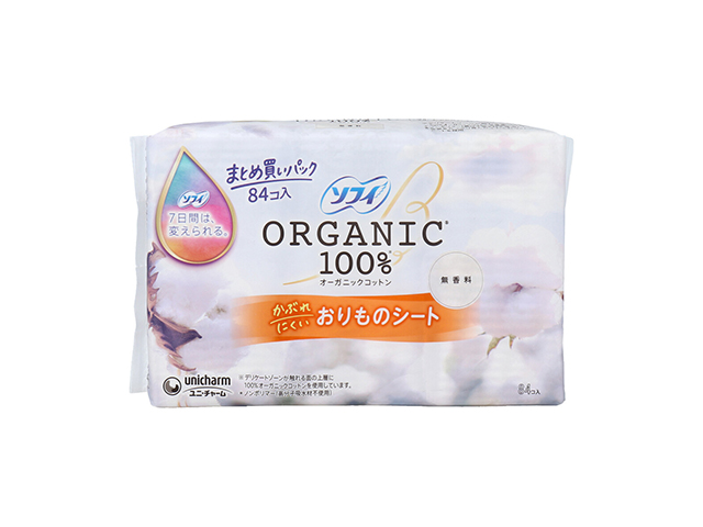 おりもの専用シート ユニ・チャーム ソフィ オーガニックコットン100％ ノンポリマー 14cm 無香料 84個入り X3パック