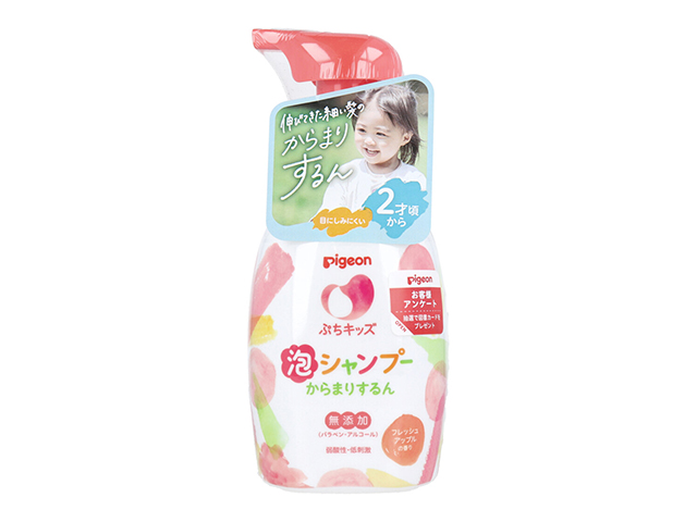 子ども用ヘアシャンプー ピジョン ぷちキッズ 泡シャンプー からまりするん 2才頃～ 弱酸性 フレッシュアップルの香り 本体 300mL X5本