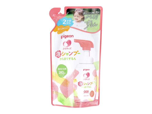 子ども用ヘアシャンプー ピジョン ぷちキッズ 泡シャンプー からまりするん 2才頃～ 弱酸性 フレッシュアップルの香り 詰替用 240mL X5パック