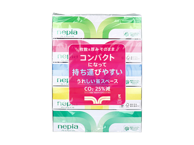 ボックスティシュ ネピア プレミアムソフト フレッシュパルプ100％ 180組360枚 5個入り X8パック