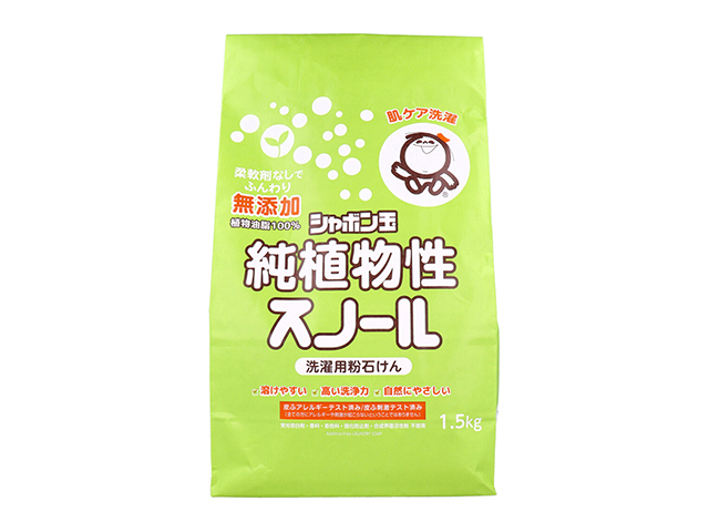洗濯用粉石けん シャボン玉石けん 無添加 シャボン玉 純植物性スノール 植物油脂100% 弱アルカリ性 1.5kg X3パック