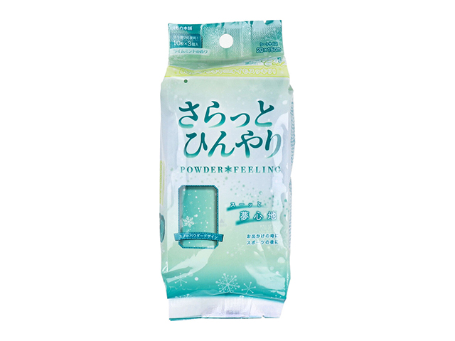 汗ふきシート iiもの本舗 さらっとひんやり パウダーシート スノーパウダーデザイン ライムミントの香り 携帯用 10枚 3個入り X15パック