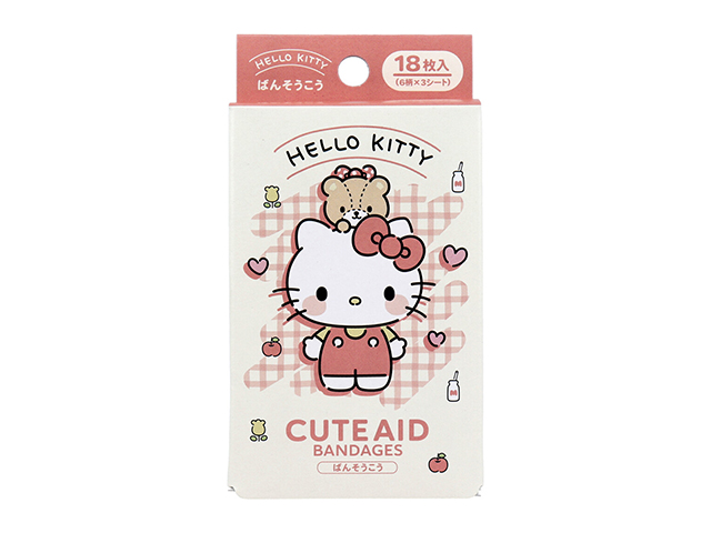 キャラクター救急絆創膏 サンタン CUTEAID ハローキティ 6デザインX3シート 18枚入り X10箱