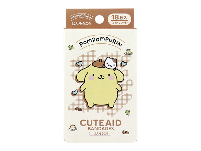 キャラクター救急絆創膏 サンタン CUTEAID ポムポムプリン 6デザインX3シート 18枚入り X10箱