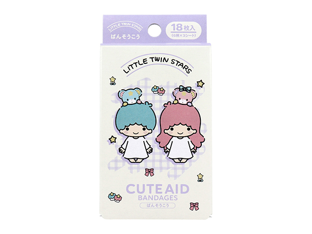 キャラクター救急絆創膏 サンタン CUTEAID リトルツインスターズ 6デザインX3シート 18枚入り X10箱
