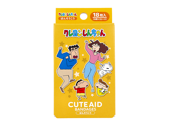 キャラクター救急絆創膏 サンタン CUTEAID クレヨンしんちゃん ファミリー 6デザインX3シート 18枚入り X6箱