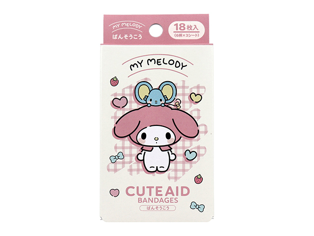 キャラクター救急絆創膏 サンタン CUTEAID マイメロディ 6デザインX3シート 18枚入り X10箱