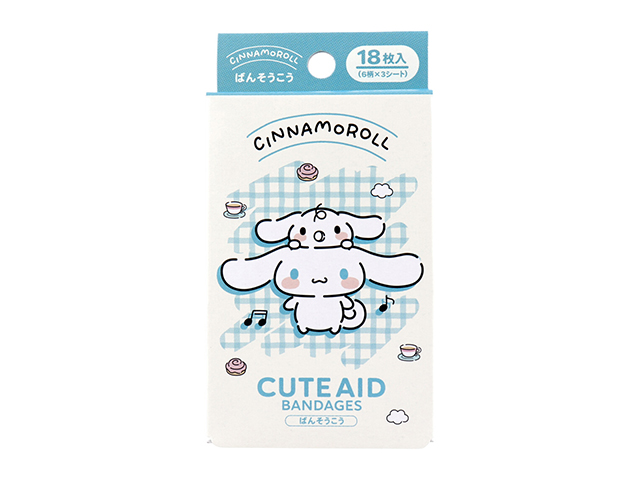 キャラクター救急絆創膏 サンタン CUTEAID シナモロール 6デザインX3シート 18枚入り X10箱