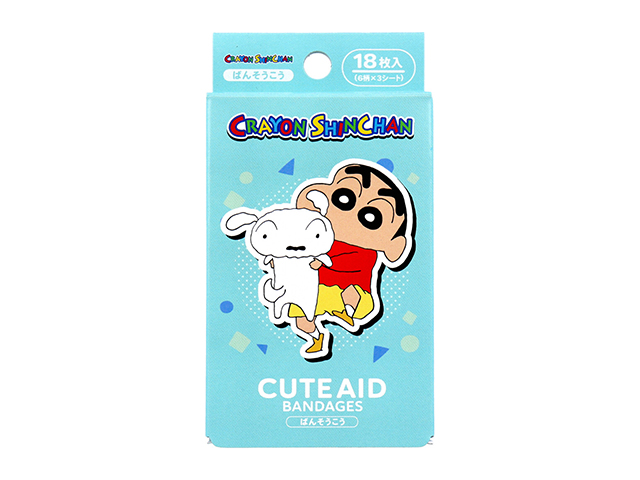 キャラクター救急絆創膏 サンタン CUTEAID クレヨンしんちゃん シロ 6デザインX3シート 18枚入り X6箱