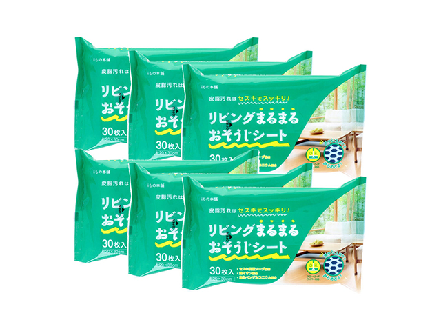 フローリング用ウェットシート iiもの本舗 セスキ リビングまるまるおそうじシート メッシュ加工 30枚 6個入り X3パック
