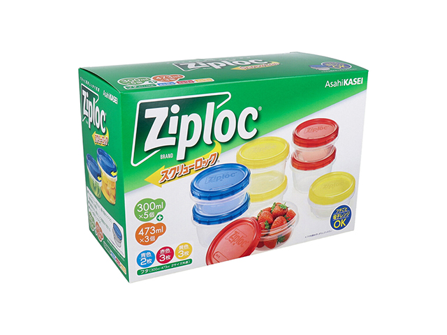 プラスチック製保存容器 旭化成ホームプロダクツ ziploc ジップロック スクリューロック アソートボックス 300mL×5個／473mL×3個 8個入り X3箱