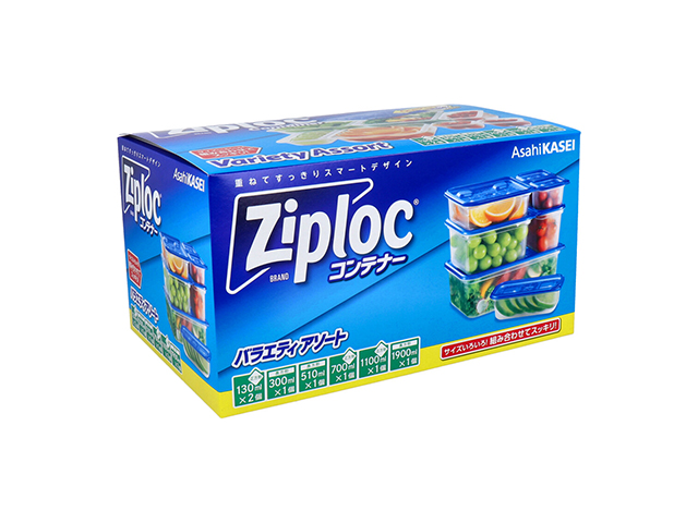 プラスチック製保存容器 旭化成ホームプロダクツ ziploc ジップロック コンテナー バラエティアソート 6サイズ7個 1セット X3箱