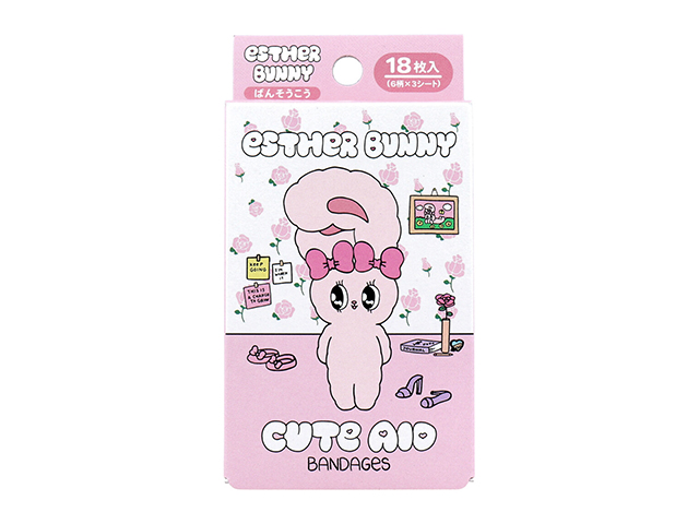キャラクター救急絆創膏 サンタン CUTEAID エスターバニー 6デザインX3シート 18枚入り X5箱