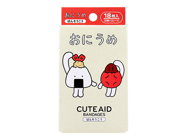 キャラクター救急絆創膏 サンタン CUTEAID おにうめ 6デザインX3シート 18枚入り X5箱