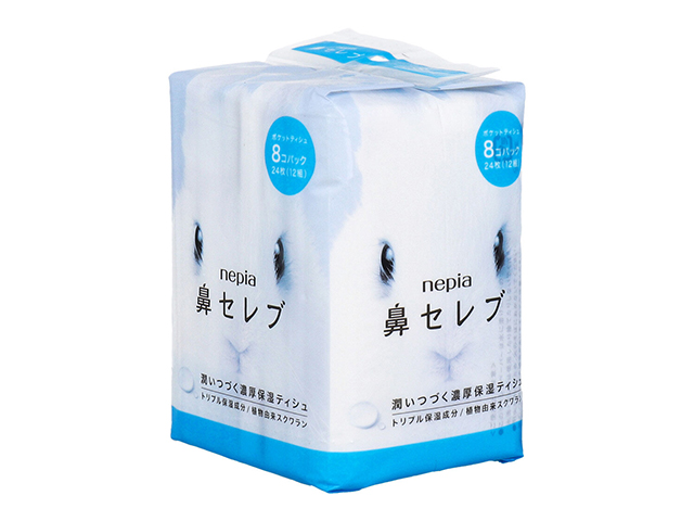 ポケットティシュ 王子ネピア nepia 鼻セレブ フレッシュパルプ100％ 12組24枚 8個入り X6パック