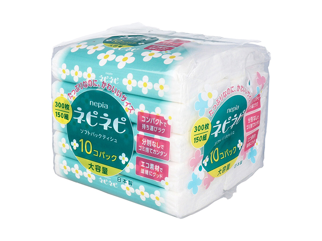 ソフトパックティシュ ネピア ネピネピ フレッシュパルプ100％ 150組300枚 10個入り X5パック