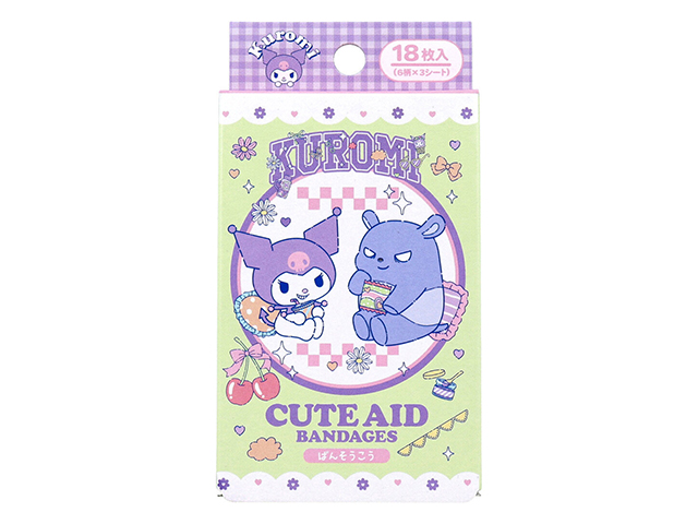 キャラクター救急絆創膏 サンタン CUTEAID ワンダフルワールド2 クロミ 滅菌済 6デザインX3シート 18枚入り X5箱
