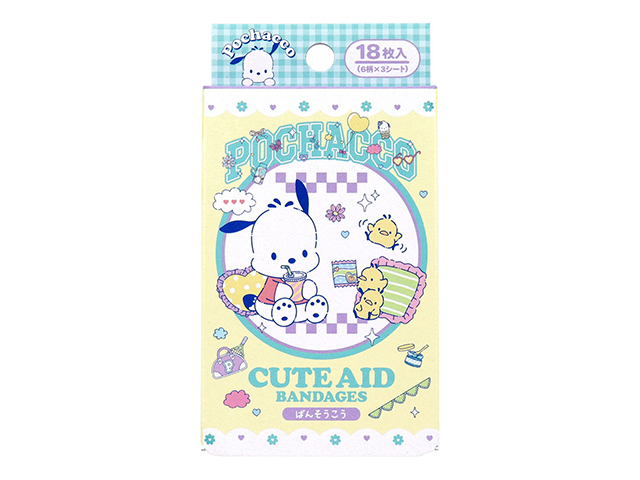 キャラクター救急絆創膏 サンタン CUTEAID ワンダフルワールド2 ポチャッコ 滅菌済 6デザインX3シート 18枚入り X5箱