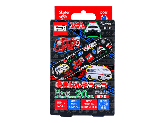キャラクター救急絆創膏 スケーター トミカ24 滅菌済 Mサイズ 20枚入り X5箱