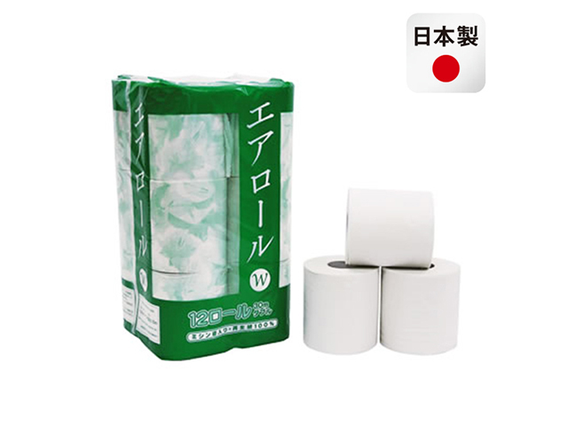 ツユキ紙工 エアロール トイレットペーパー ダブル30M 再生紙 12ロールX8パック
