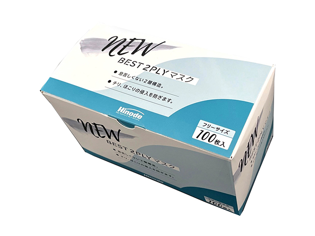 使い捨てマスク 息苦しさを軽減する2層タイプ NEW BEST 2PLYマスク 100枚入り×40箱