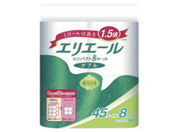 トイレットペーパー エリエール コンパクトダブル 香り付き ダブル45m 8ロールx8パック