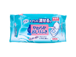 介護用ウェットティッシュ リフレ トイレに流せるやわらかおしりふき 90枚入りＸ10パック