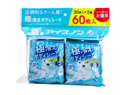 ボディシート 白元アース アイスノン 極冷えボディシート 大判タイプ せっけんの香り 30枚 2個入り X4パック