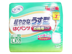 大人用紙おむつ リフレ はくパンツ 軽やかなうす型 約2回分吸収 男女共用 お得用パック Lサイズ 30枚入り X3パック 医療費控除対象品