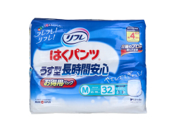 大人用紙おむつ リフレ はくパンツ うす型長時間安心 約4回分吸収 男女共用 お得用パック Mサイズ 32枚入り X2パック 医療費控除対象品