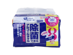 除菌ウェットティッシュ エリエール 除菌できるアルコールタオル ウイルス除去用 ボックスタイプ 詰替用 40枚 8個入り X3パック