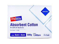 医療脱脂綿 メディコム ディステック カットメン コットン100% 4cmX4cm 500g 1500枚入り X3箱