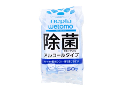 除菌ウエットティシュ ネピア wetomo ウエットモ アルコールタイプ メッシュタイプ 大判シート 50枚入り X6パック