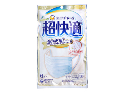 日本製不織布マスク ユニ・チャーム 超快適マスク 敏感肌ごこち かぜ・花粉用 ホワイト ふつうサイズ 6枚入り X8パック