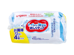 ベビー用おしりふき ピジョン トイレに流せるおしりナップ ふんわり厚手 72枚 4個入り X3パック