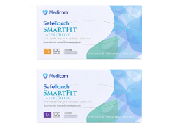 使い捨てゴム手袋 メディコム セーフタッチ スマートフィット ラテックスグローブ パウダーフリー 左右兼用 未滅菌 天然ゴムラテックス製 ナチュラル 100枚入り X3箱 サイズ選択可