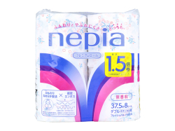トイレットペーパー 王子ネピア nepia プレミアムロール 1.5倍巻 フレッシュパルプ100％ 芯あり 無香料 ボタニカル柄 ダブル37.5m 8ロール入り X8パック