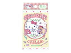 キャラクター救急絆創膏 サンタン CUTEAID ワンダフルワールド2 ハローキティ 滅菌済 6デザインX3シート 18枚入り X5箱