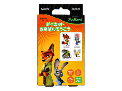キャラクター救急絆創膏 スケーター ダイカット ズートピア 滅菌済 4デザインX各5枚 20枚入り X5箱